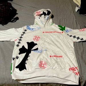 White chrome hearts stencil sweater